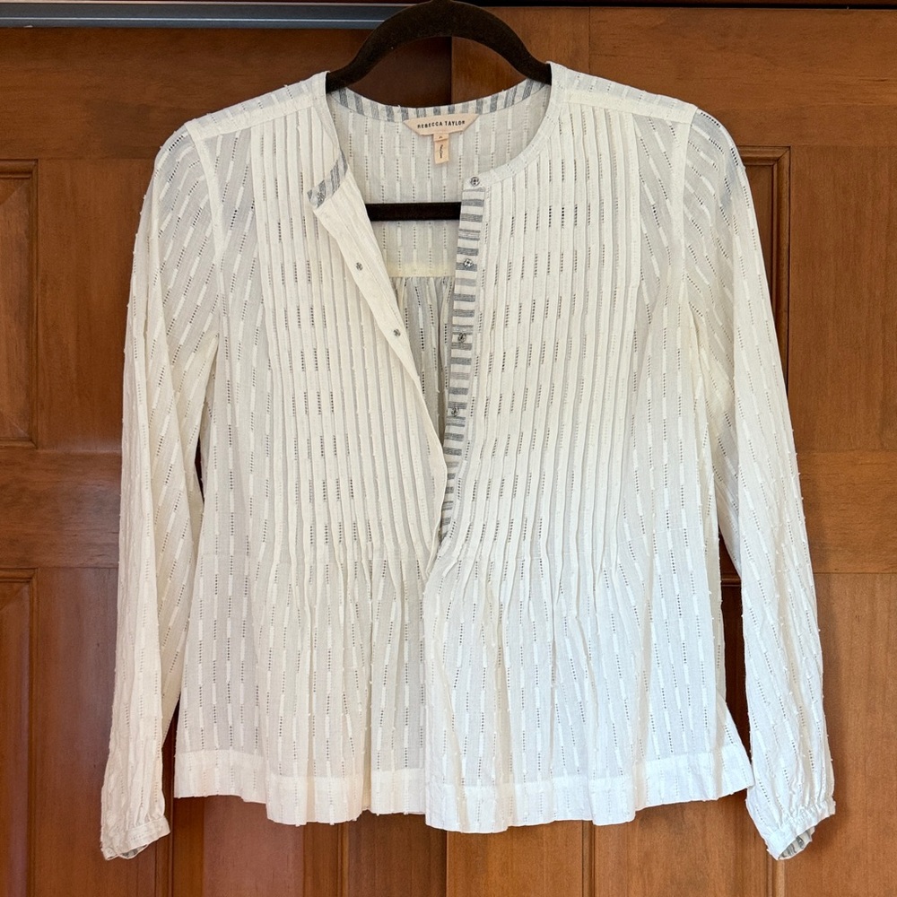 Rebecca Taylor Cream Pleated Blouse